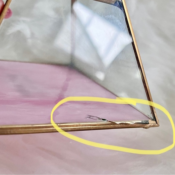 NEW! Set of 2 Glass Pyramid Pink Gold Jewelry Storage Organizer Home Decor - Picture 9 of 9